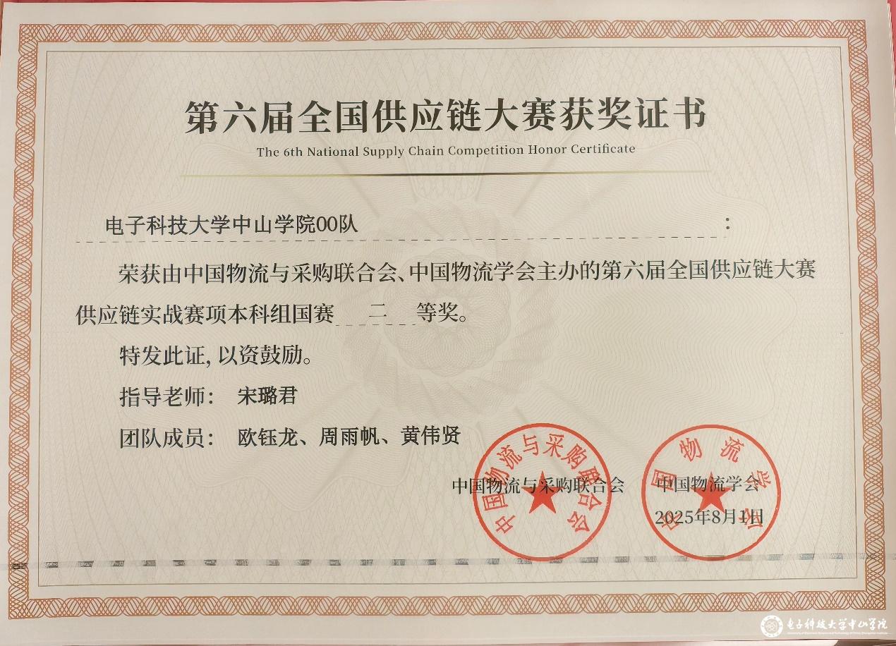 管理学院在第六届供应链国赛中喜获二等奖